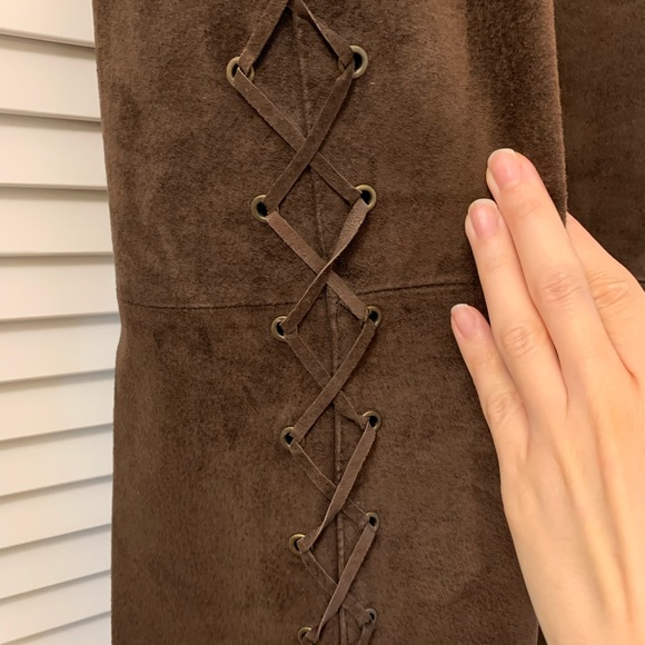 Yellowstone OSCAR LEOPOLD Brown Genuine Suede Leather Lace Up Pants fits size 6 - Picture 2 of 5